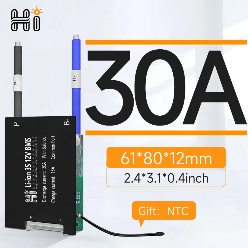 HiBMS HIBMS LiFepo4 bms 4S 12V 8S Li ion 6S 7S 10S 13S 18650 Battery NTC Temperature Sensor balancer 30A Scooter