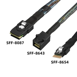 Mini SAS SFF-8087 SFF-8643 SlimSAS SFF-8654 Data Transfer Cable For Motherboard Server Hard Disk Raid Controller To Backplane