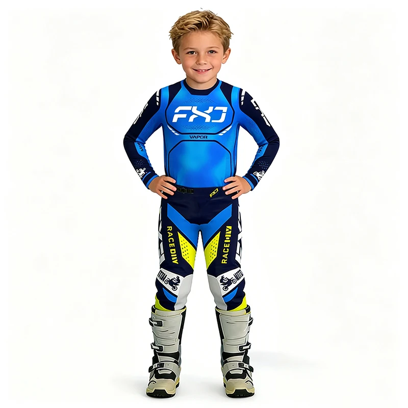Motocross child set Motorcycle jersey and pants kids clothing big boy girl Youth mx gear set Customized Number Name racing suit