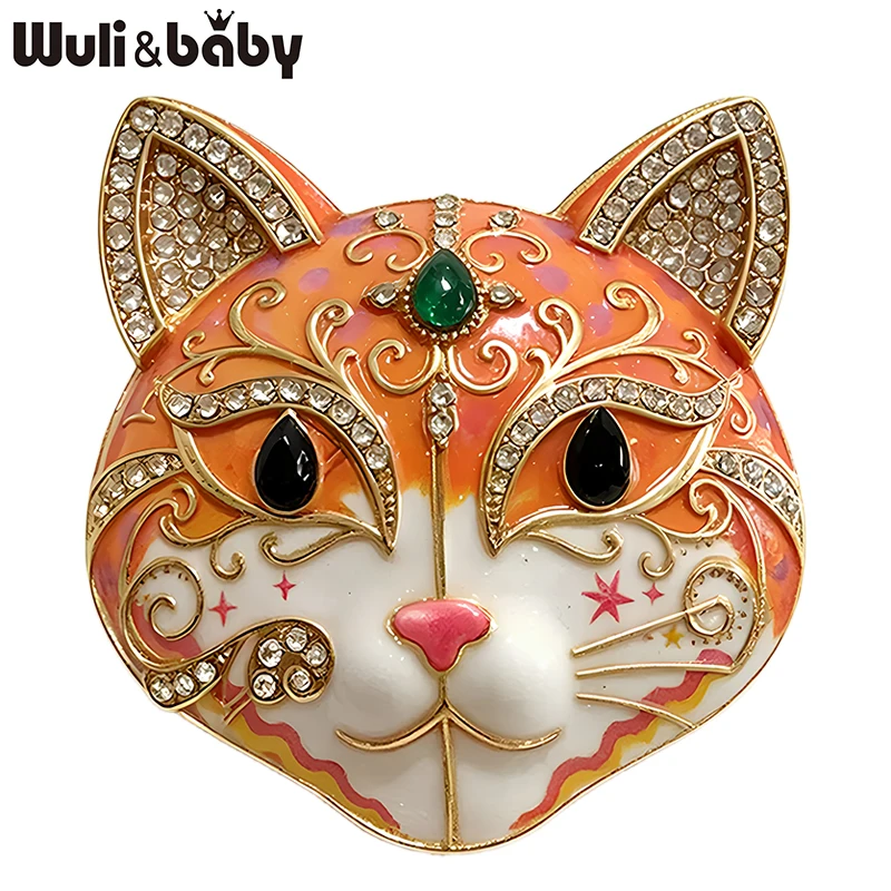 Wuli&baby Anmutige Katzenbroschen für Damen, Unisex, 6-farbig, Emaille, Strass, Katzenmotiv, Tier, Haustiere, Party-Broschen, Geschenke – Detail 4