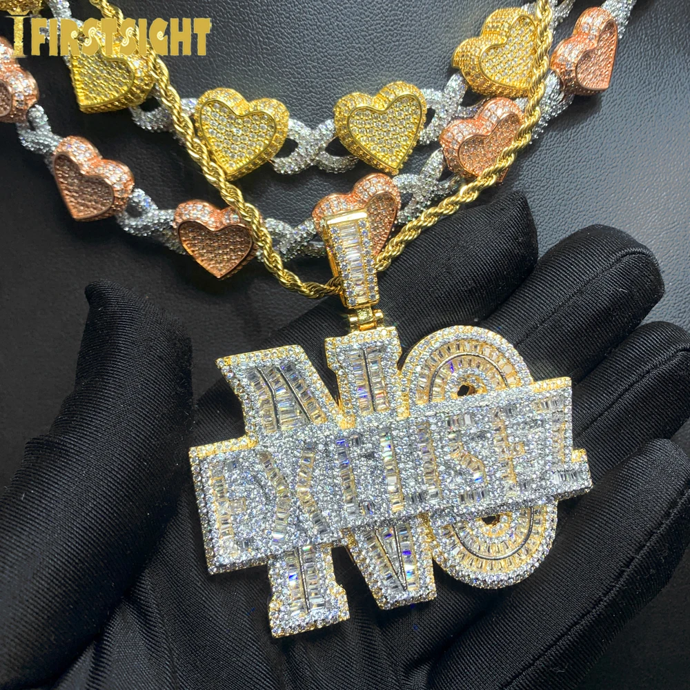 New Letters No Excuse Pendant Necklace Gold Color Iced Out Bling