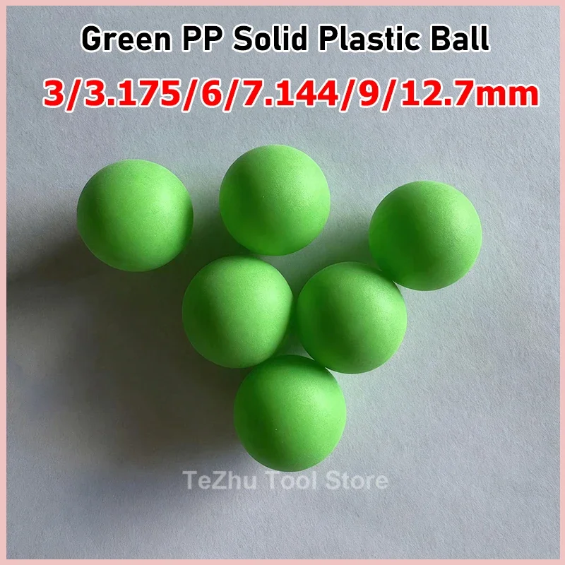 Green Precision Polypropylene PP Solid Plastic Ball Diameter 3/3.175/6/7.144/9/12.7mm Floating Plastic Ball