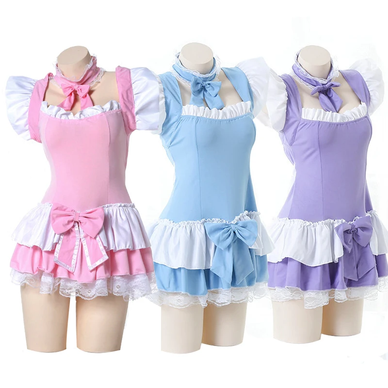 Lolita Vrouwen Cosplay Maid Jurk Leuke Kawaii Schort Dienaar Kostuums Bodysuit Uniform Rollenspel Jurken Sexy Lingerie Nachthemd