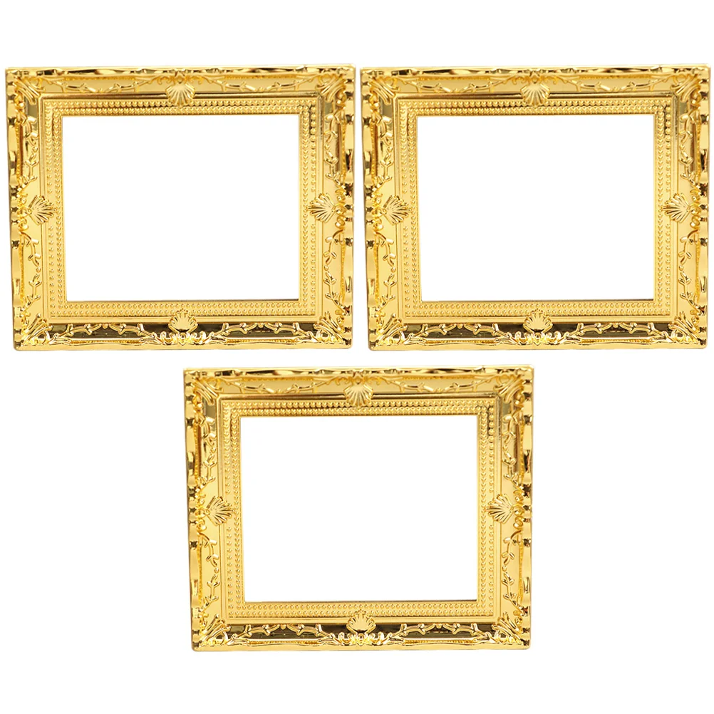 

3 Pcs Dollhouse Frame Decor Miniature Things Model Frames Plastic Photo for Crafts Miniatures Miss Furniture Kids