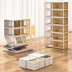 Free Installation Shoe Box Set Storage Box Transparent Shoe Storage Shoe Cabinet Net Celebrity Plastic Storage Folding Rack