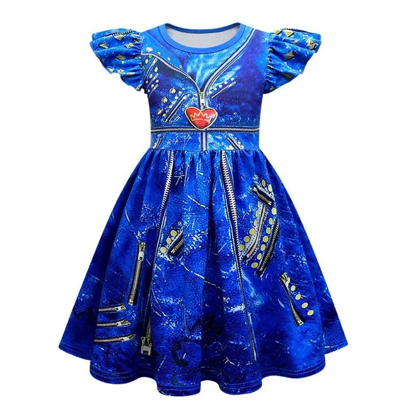 2025 New blue Audrey Costumes Girl Halloween Costumes Kids Party Evie Descendants Mal Cosplay dress Carnival Party Girls Costume