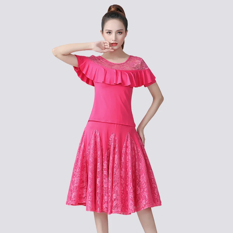 Nieuwe Dans Pak Pak Kant Swing Rok Korte Mouwen Ballroom Dans Rok Square Dance Prestaties Pak