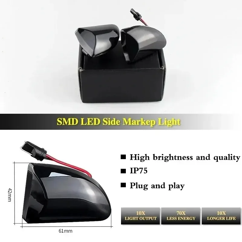 ل 451 MK1 و MKII 07-15 2 قطعة الدخان الديناميكي واضح عدسة OEM الحاجز الجانب ماركر مصباح بدوره مصباح إشارة #4