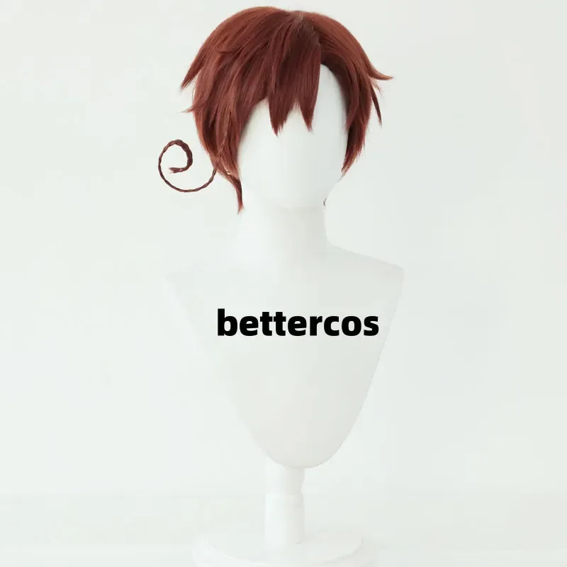 zz04zz12Axis Powers เฮตาเลียวิกผมอิตาลีตอนเหนือเฟลิเซียโน่ วาร์กาสสีแดงสีน้ำตาลคอสเพลย์วิกผมขนาดเล็กถักเปียที่ถอดออกได้