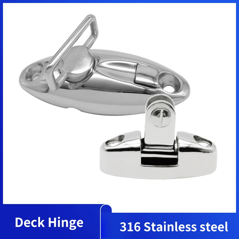 316 Stainless Steel 180° 360° Adjustable Bimini Top Mount Swivel Deck Hinge With Rubber Pad Quick Release Pin Marine Hardware