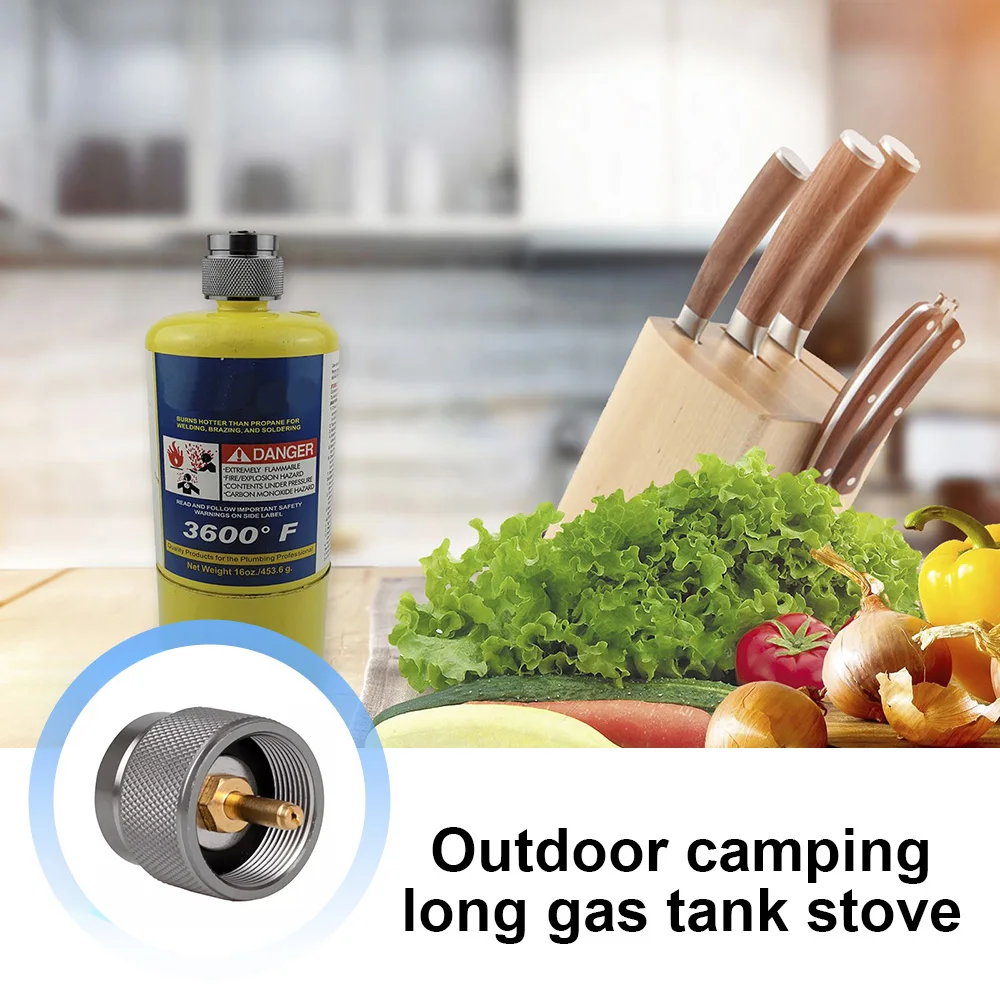 อะแดปเตอร์ถังแก๊สเตาตั้งแคมป์กลางแจ้งอะแดปเตอร์ถังแก๊สตัวแปลงหัวเตาแก๊สเตาหลอมแบบยาวอุปกรณ์สำหรับตั้งแคมป์