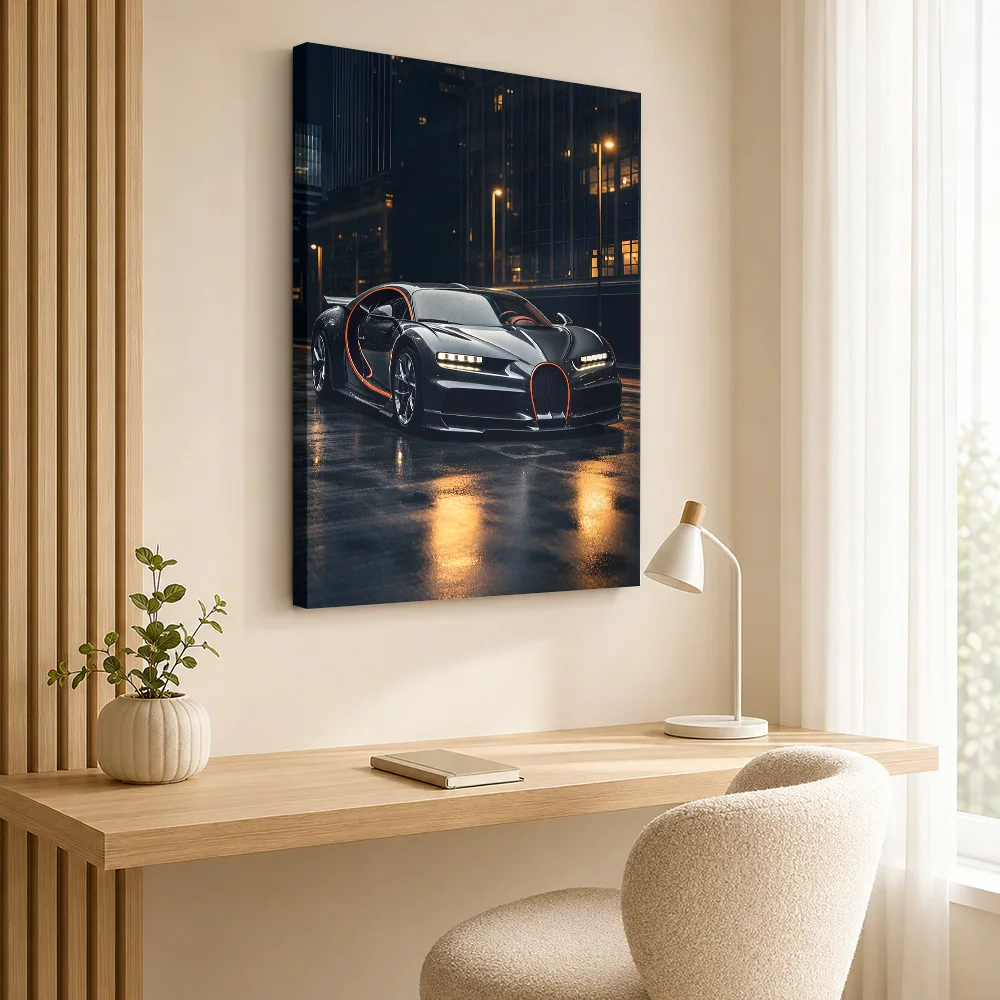 French Chiron Super Sport Black Hypercar Framed Canvas Posters 3D Wall Art With Personalized Photo For Office Ideal Garage Gift