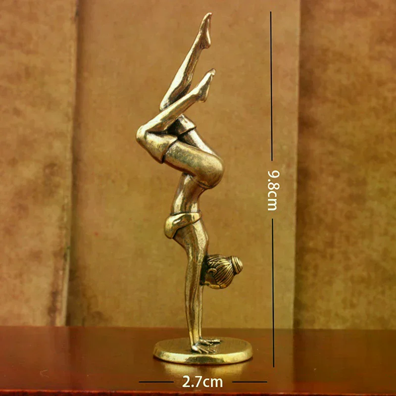 Statue d'ornement de bureau miniature en laiton, 1 pièce, support de tête de Yoga, modèle de beauté, Figurines, accessoires de décoration pour la maison