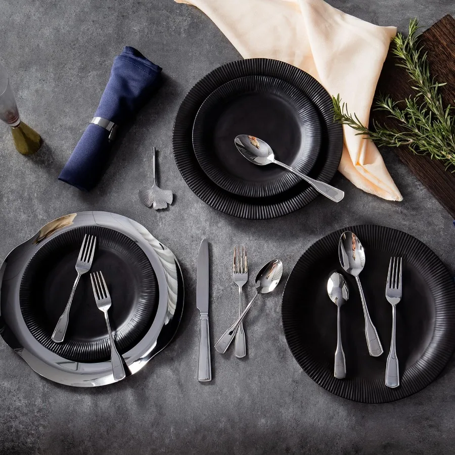 60 قطعة مجموعة الفضيات 18 10 مجموعة أطباق الفولاذ المقاوم للصدأ ل 12 أدوات المائدة مجموعة أدوات المائدة مجموعات أواني للمنزل مطعم مرآة