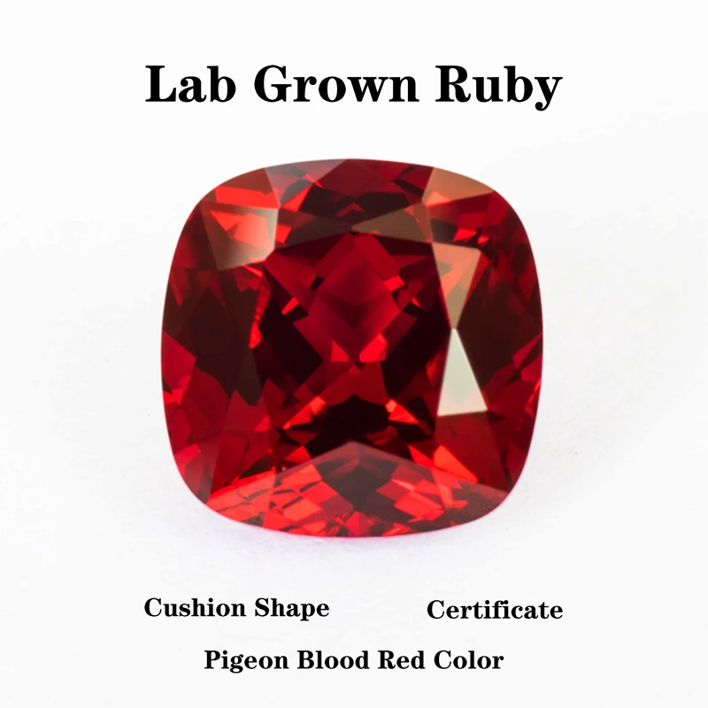 

Lab Grown Ruby Pigeon Blood Red Color Cushion Cut Beads for Jewelry Making DIY Ring Necklace Materials Selectable Certificate