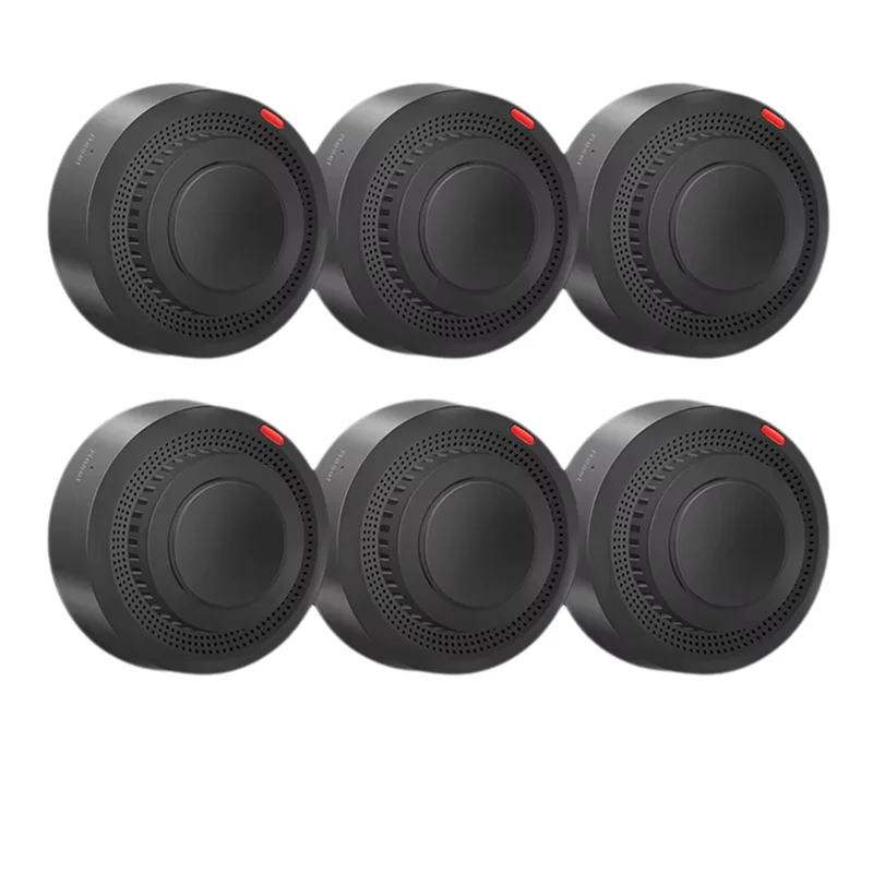 A73E-Tuya Wifi Smart Smoke Sensor 6 Pack 80Db On-Site Alarm For Alexa& Google Home Via Smartlife APP Control Assistant