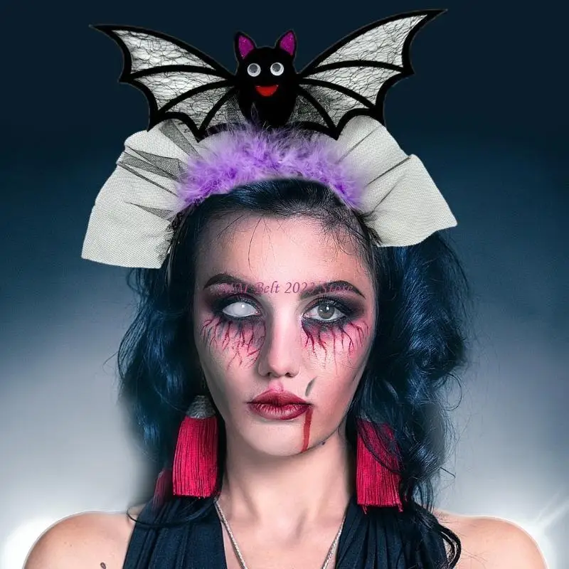 49ME – bandeau en forme d'aile chauve-souris pour enfants adultes, bandeau pour femmes, SPA, cerceau pour cheveux, prise