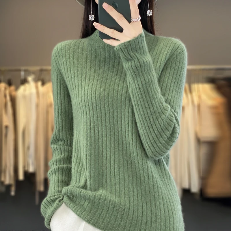 

Pure Knitted Sweater Women's Autumn and Winter Thickened 2024 New Style Interior Knitted Sweater Stylish Top Large Base Sweater