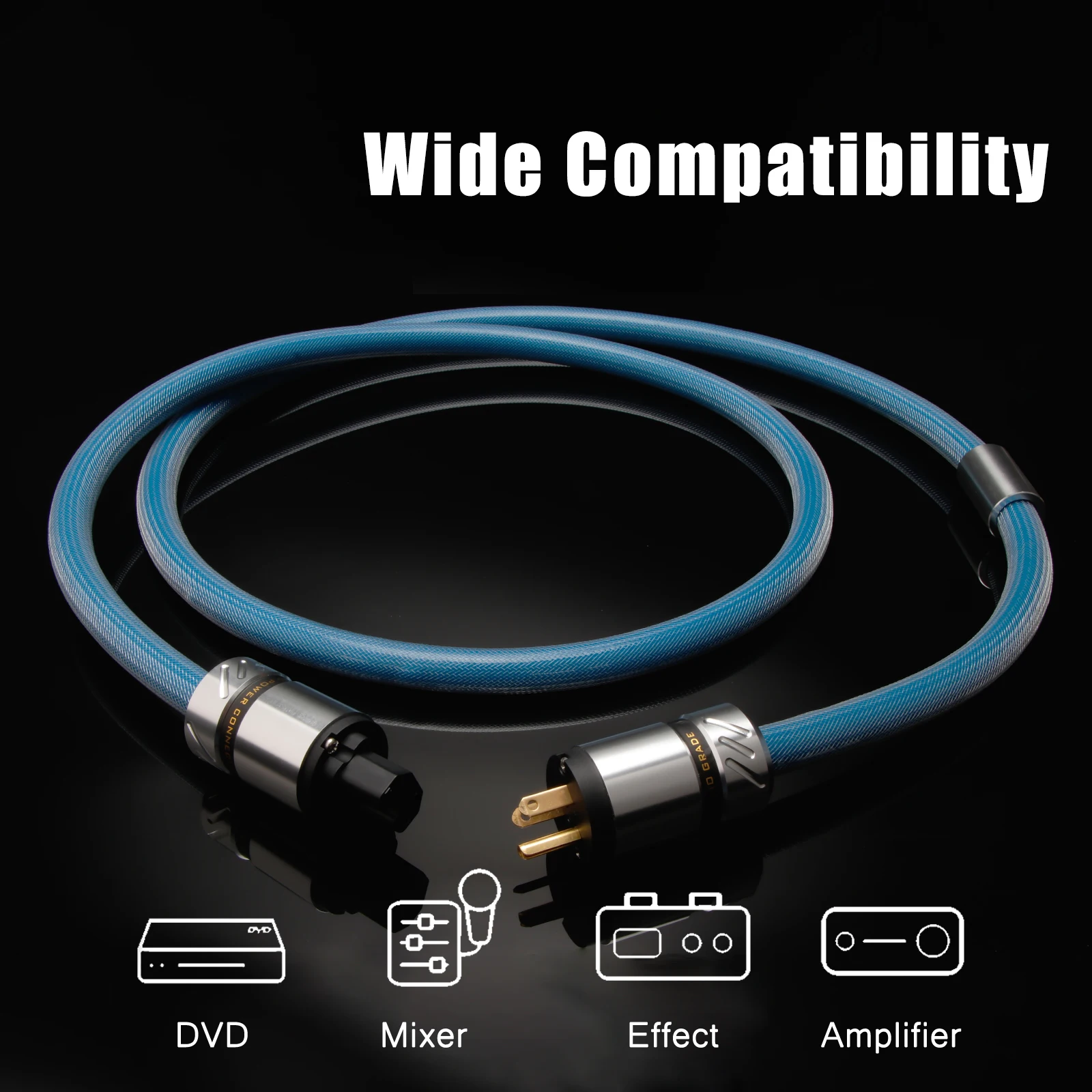 HIFI-stroomkabel Audiofiele HiFi EMC-afscherming AC-stroomkabel Verzilverd EU/US-stroomkabel EU schuko-stroomkabel
