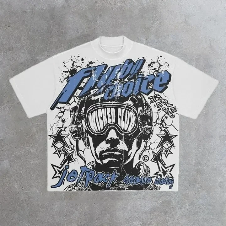 Vintage Fly By Choice Graphic Print Cotton Short Sleeve T-Shirt Men Y2K Summer Vintage Oversize Tshirt Streetwear Women Tee Tops