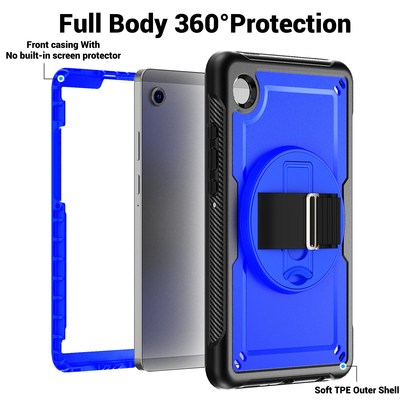 Hybrid Stand Case Universal For Samsung Tab A11 2025 A9 2023 8.7 inch SM-X133 X135 X110 X115 X117 Rotating Cover Shoulder Strap