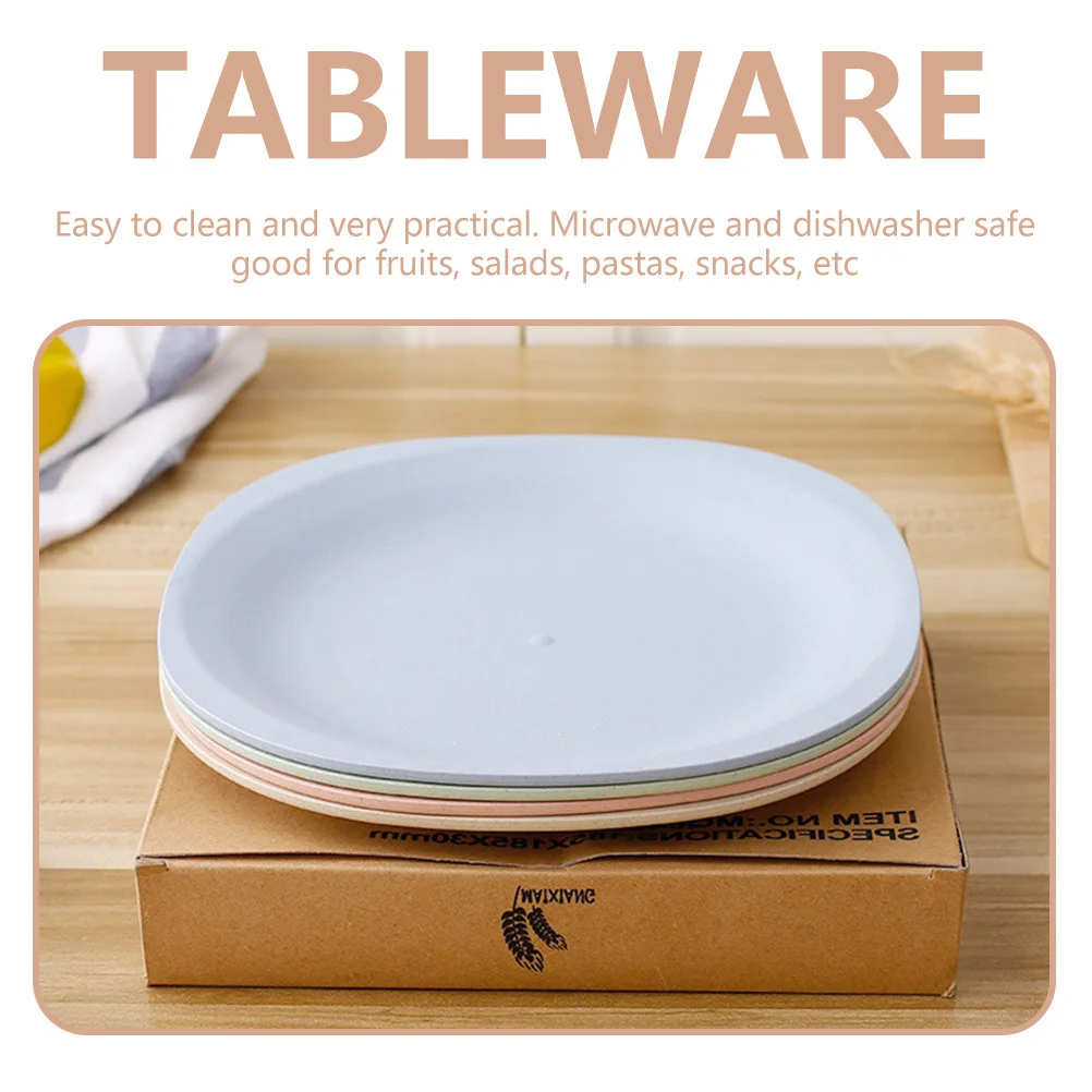 

4pcs Wheat Straw Steak Plates Spice Serving Dishes Condiment Sauce Plates Round Multi-Purpose Food Storage Tableware Set For