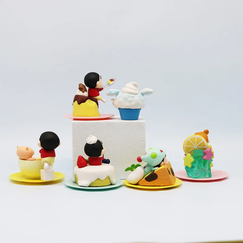 Figurines de Dessin Animé Shin Chan pour Enfant, Collection d'Ornements de Gâteau au Beurre, Modèle Kawaii, Cadeau, 6 Pièces