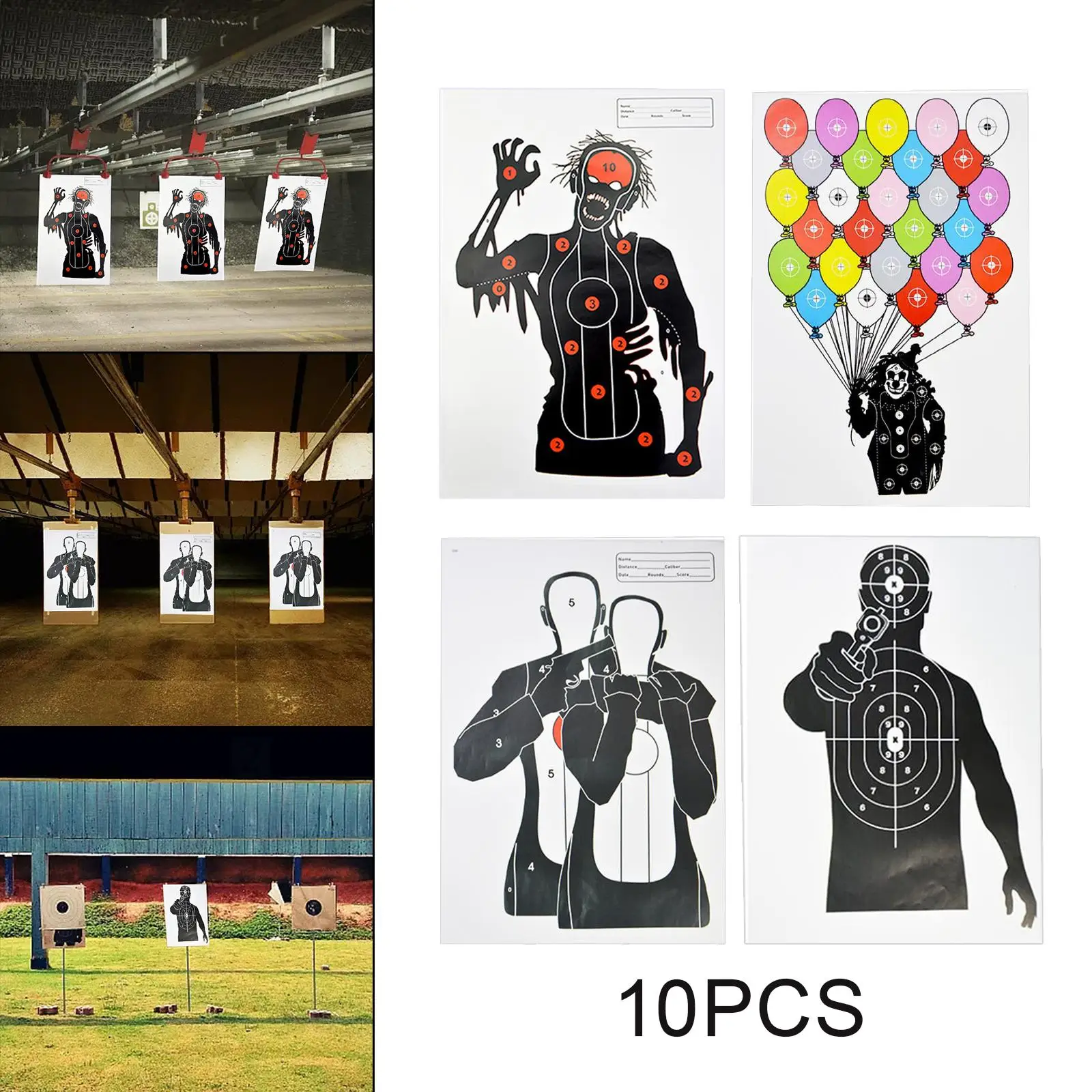 10 Sheets Paper Silhouette Targets Shooting Range Fun Targets for Archery