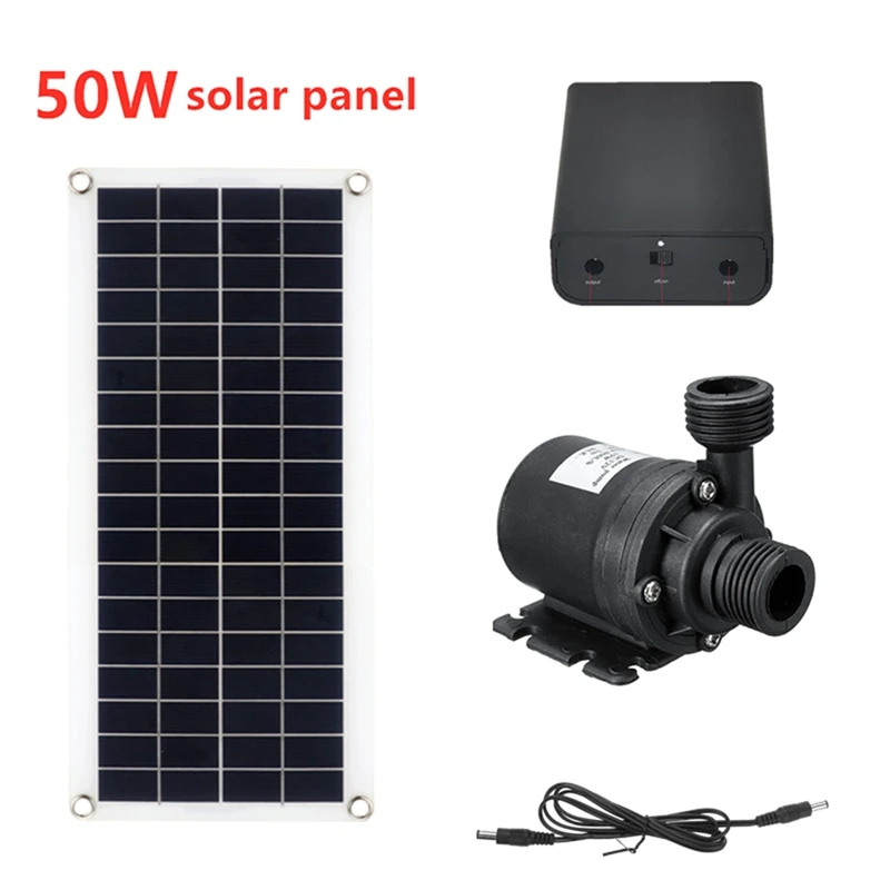 1Set 50W Solar Water Pump DC12V 800L/H Low Noise Solar Water Fountain Pump Solar Cell Water Pump