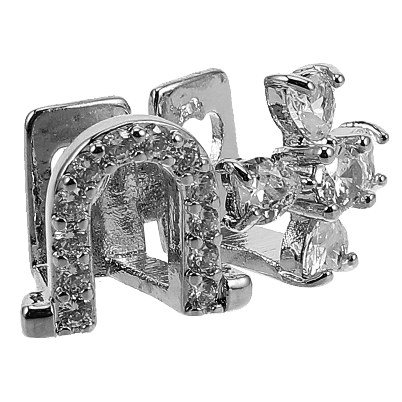 

Hip Hop Gold Braces Decor Cosplay Prop Color Zirconium Silver Metal Grill for Mouth