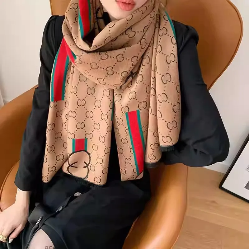 新作高級冬用両面カシミヤロングフリンジスカーフ高品質女性用厚手ラップショールレディースパシュミナ暖かいスカーフ