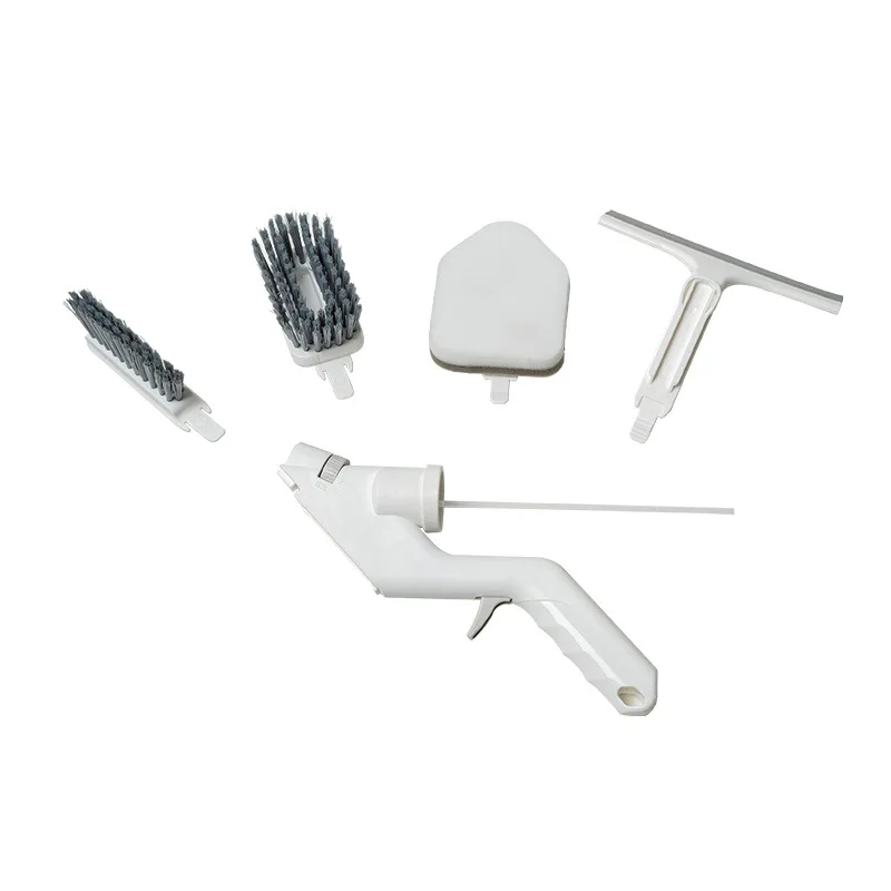 5-Piece multifunctional kitchen spray cleaning set with glass scraper, cleaning brush and crevice sponge