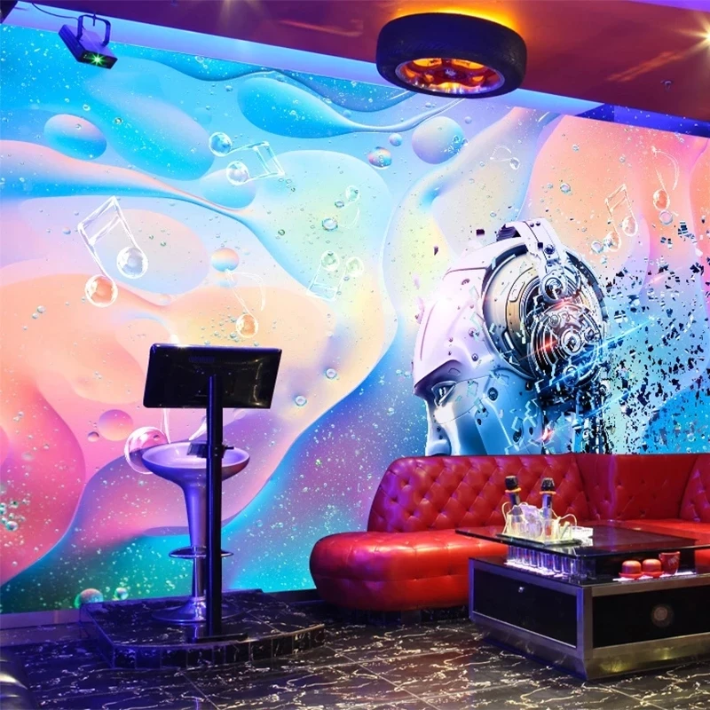 Custom 3D Wallpaper Creative Electric Fashion Music Photo Mural Bar KTV Technology robots Living room TV background wall bedroom