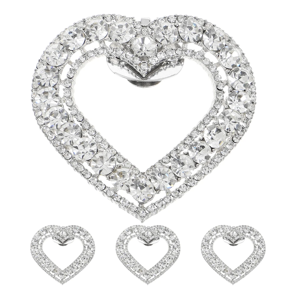 

4Pcs Rhinestone Shoe Clips Heart Design Removable Wedding Party Accessories Sparkling Decorative Charms Shoe Brooch