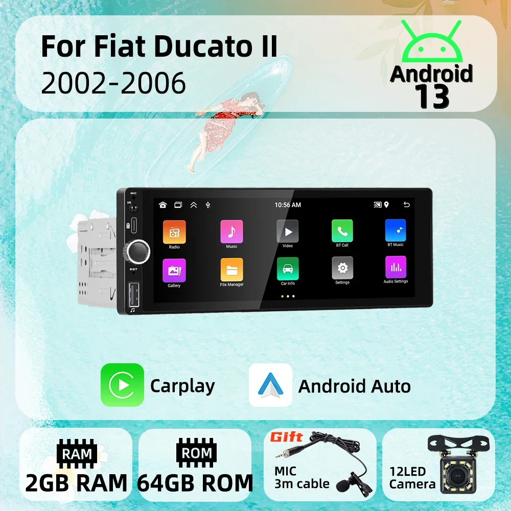 For Fiat Ducato II 2002-2006 1 Din Android Car Radio Carplay Android Auto 6.86