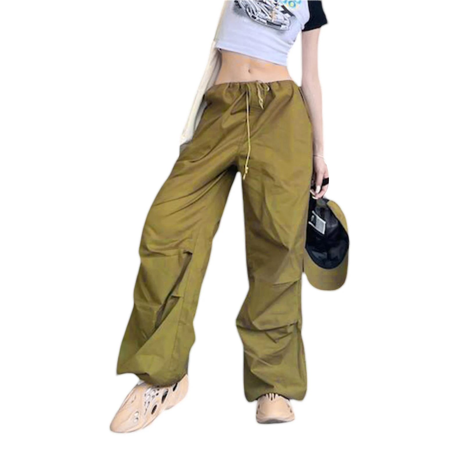 

Women Casual Cargo Pants with Elastic Waist Drawstring Loose Pocket Version Drawstring Spring Clothing