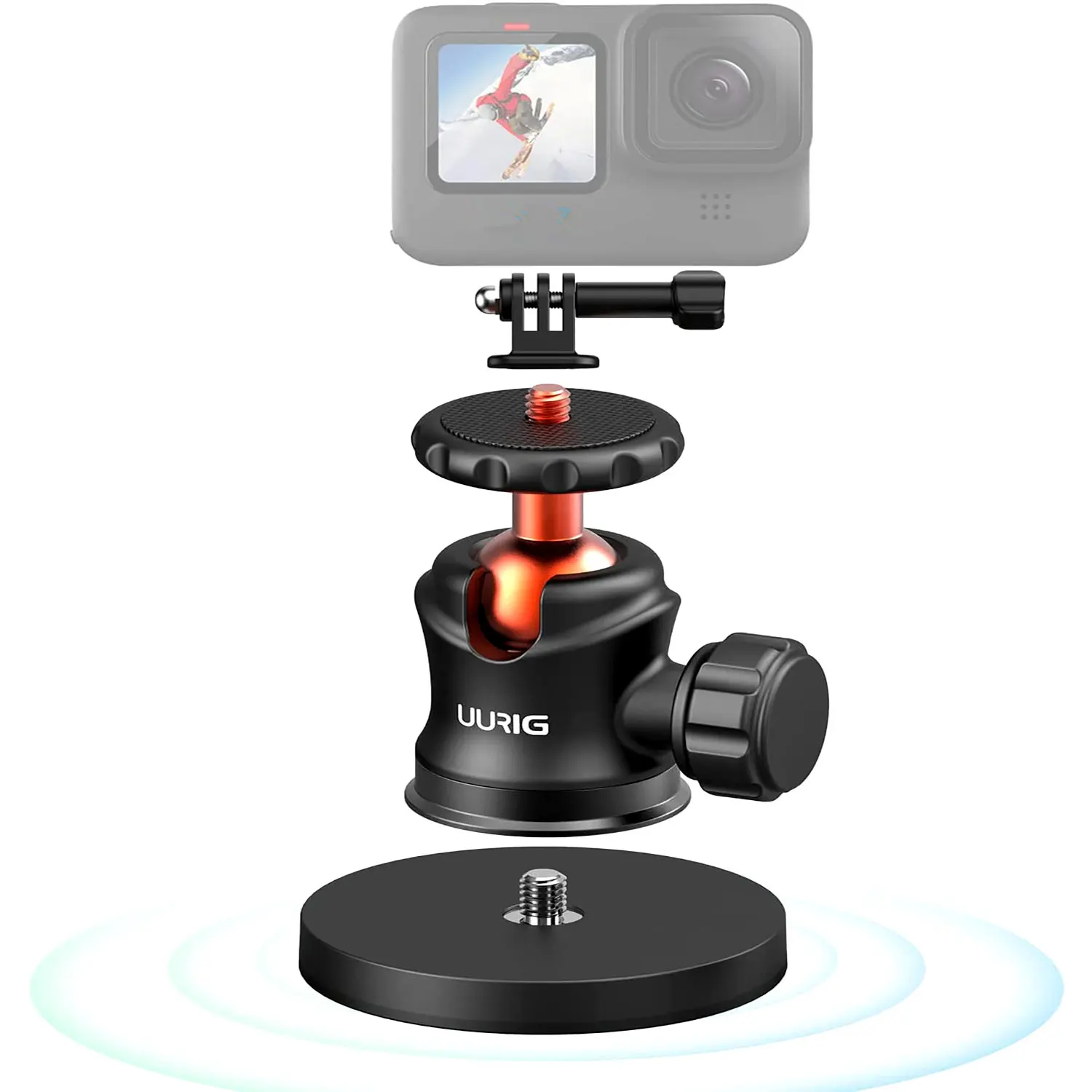 Metal Strong Magnetic Car Suction Cup Mount Camera Holder on Car Window 360 BallHead for GoPro 12 11 10 9 Insta360 Action Camera