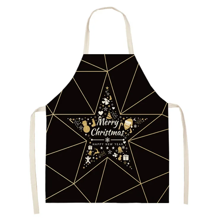 Christmas Tree Festive Decoration Printed Sleeveless Kitchen Apron BBQ Accessories Men's and Women's Household Cleaning Tools