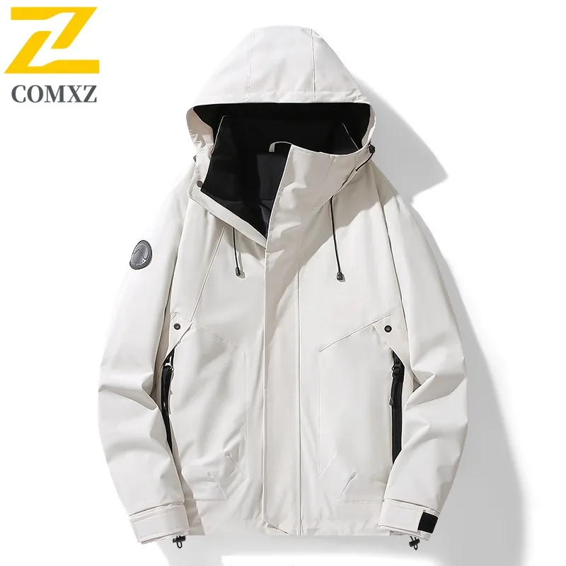 Men's Waterproof Windproof Hooded Jacket Fishing Workwear Outdoor Softshell Coat Tactical Hiking Spring Autumn Utility Parka