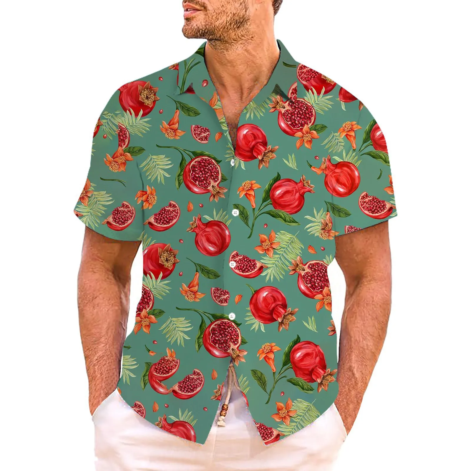 

2024 Men's Hawaiian Shirts For Men 3d Print Hawaii Style Comfortable Button Short Sleeve Streetwear Fruit Printed Blouse Shirts