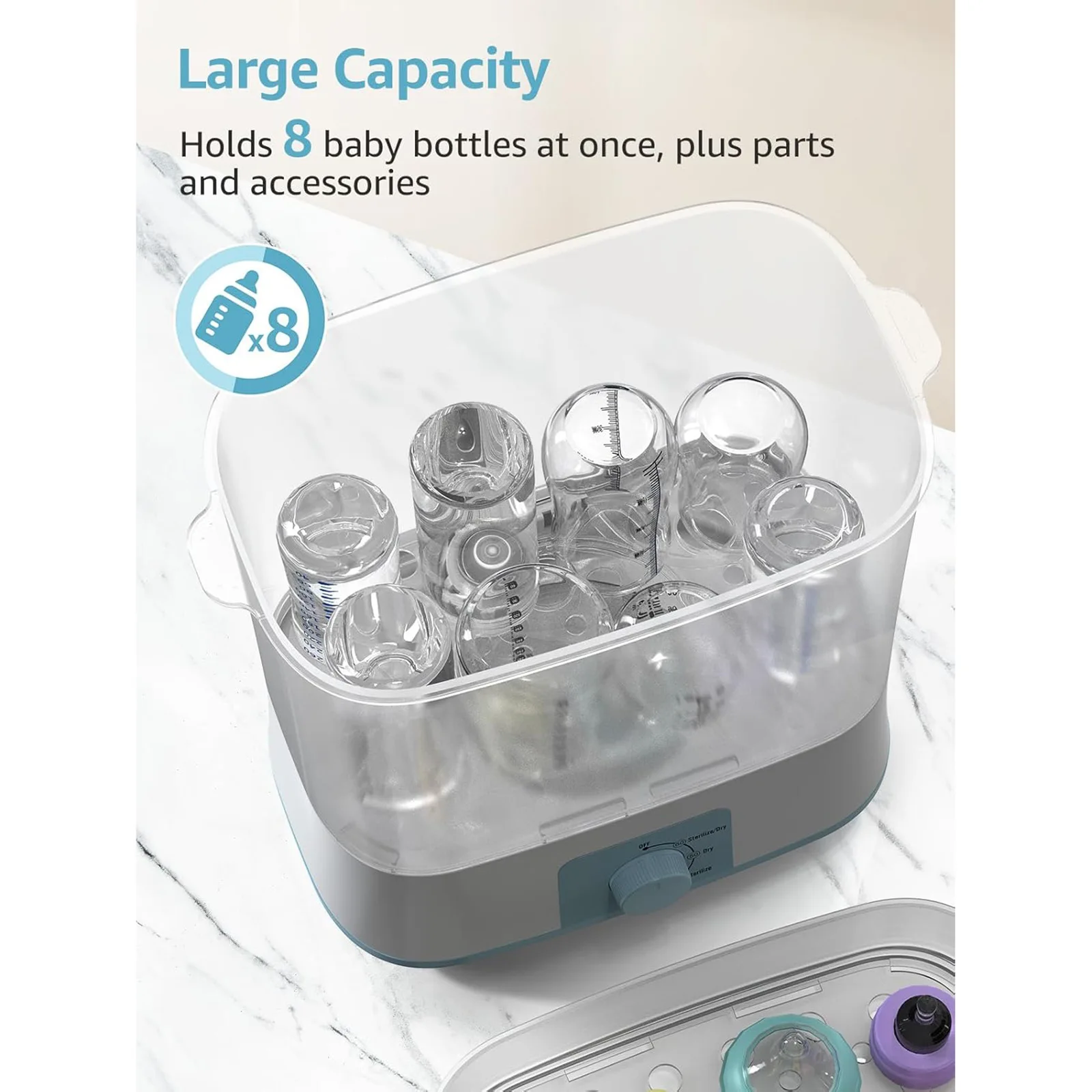 Baby Electric Steam Sanitizer ขวดนมทารกแรกเกิดเครื่องฆ่าเชื้อเครื่องเป่าเครื่องทําความร้อนกล่องขนาดใหญ่ Steamer การฆ่าเชื้อที่อุณหภูมิสูง
