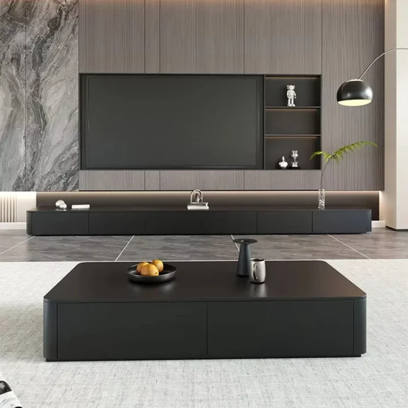 

Aluminum rock slab light luxury TV cabinet coffee table combination living room modern storage furniture