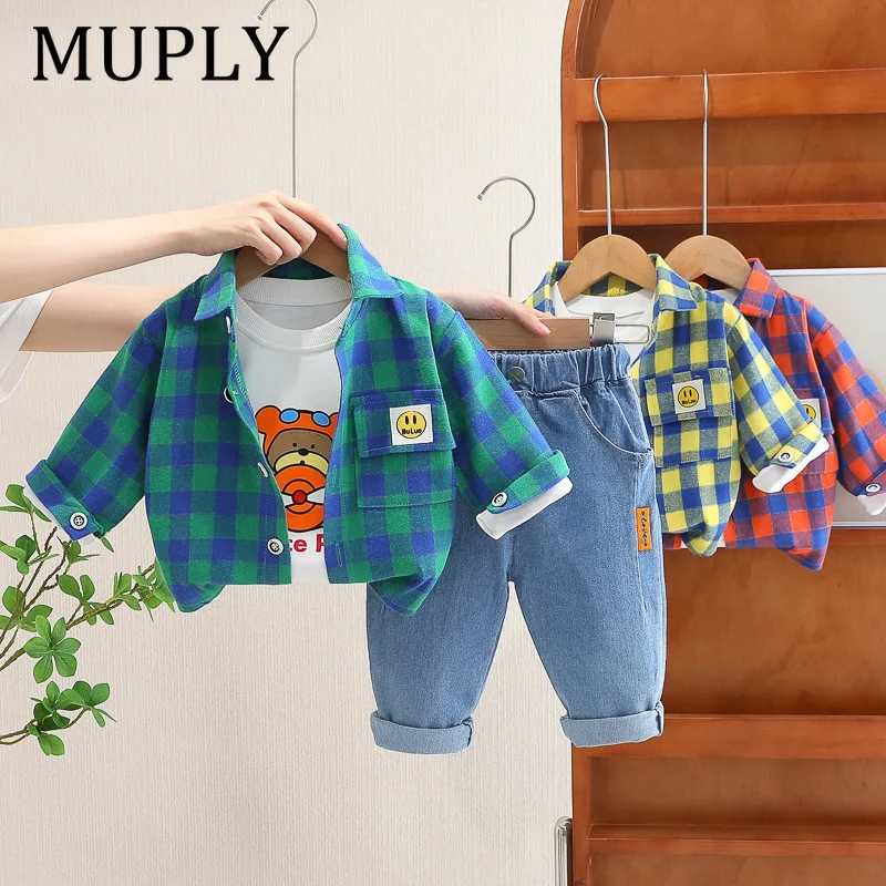 Autumn New Fashion Cute Car Baby Suit Boys and Girls Long-sleeved Striped Three-piece Children's Sports Suit