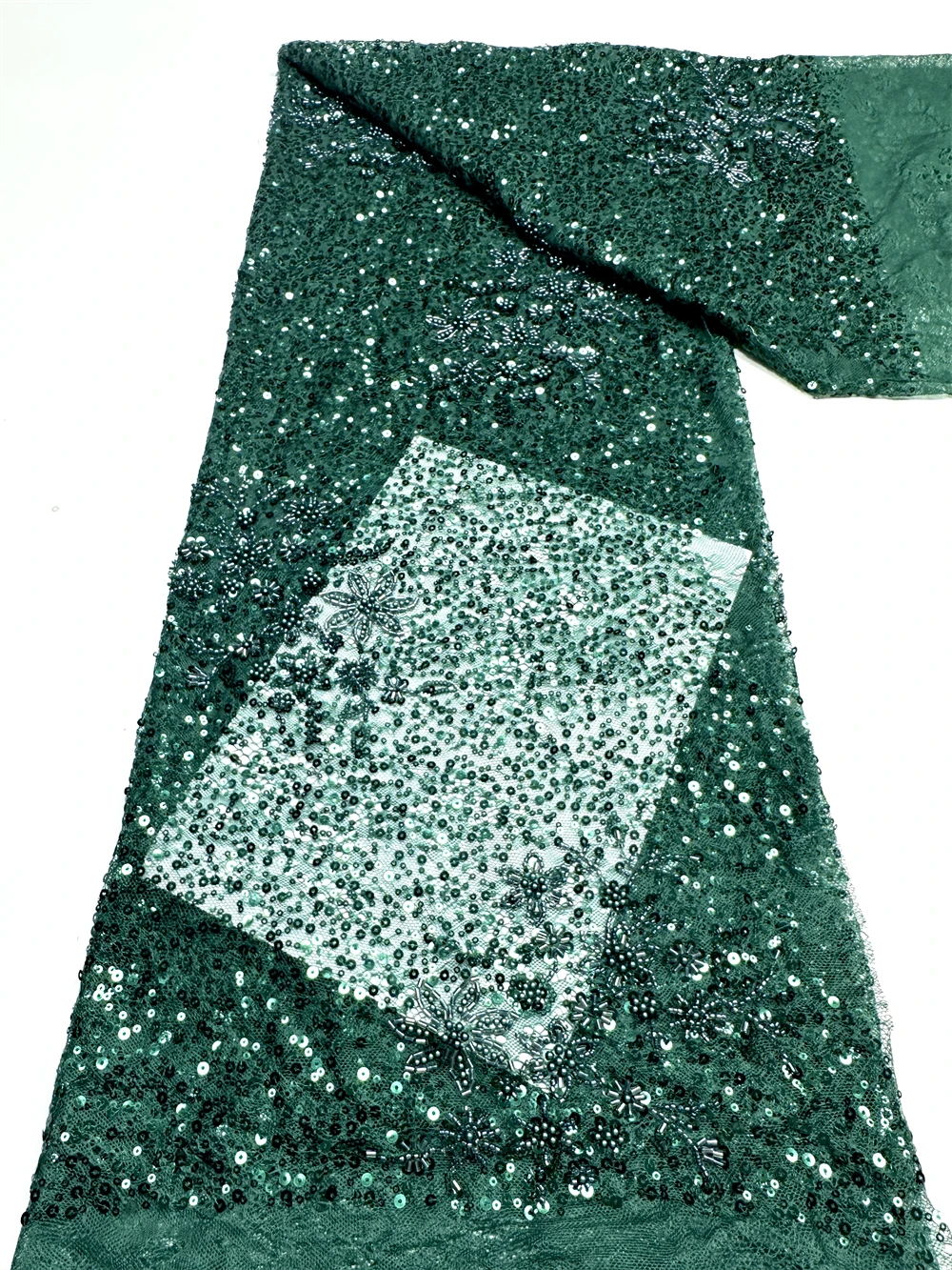 

Luxury African Sequence Lace Fabric 2026 High Quality Sequins Lace Embroidery Beaded Mesh Fabric For Women Wedding Party Dress