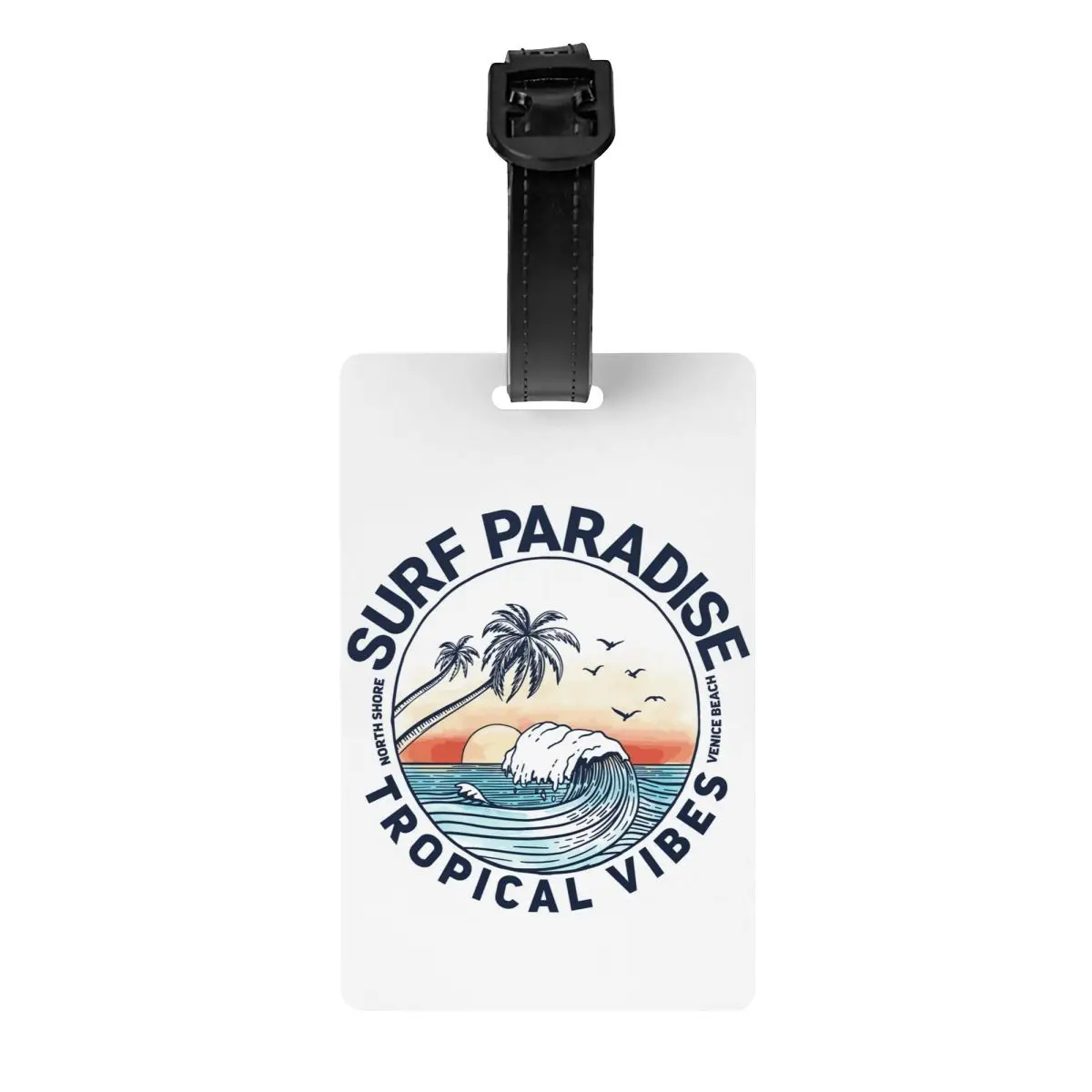 Custom Surf Paradise Luggage Tag With Name Card Summer Beach Surfing Surfer Privacy Cover ID Label for Travel Bag Suitcase