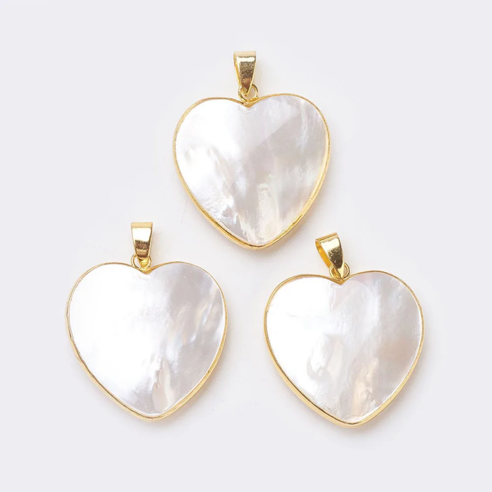 5pcs Heart Shell Pendants Summer Beach Style Big Pendant for jewelry making DIY necklace Crafts Decor,33~33.5x31x6~9mm