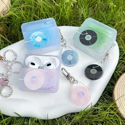 Ins Korea Cute Record Clear Earphone Case For Airpods 1 2 Pro 2nd Square Silicone Protective Soft Cover For Airpods 3 Keychain