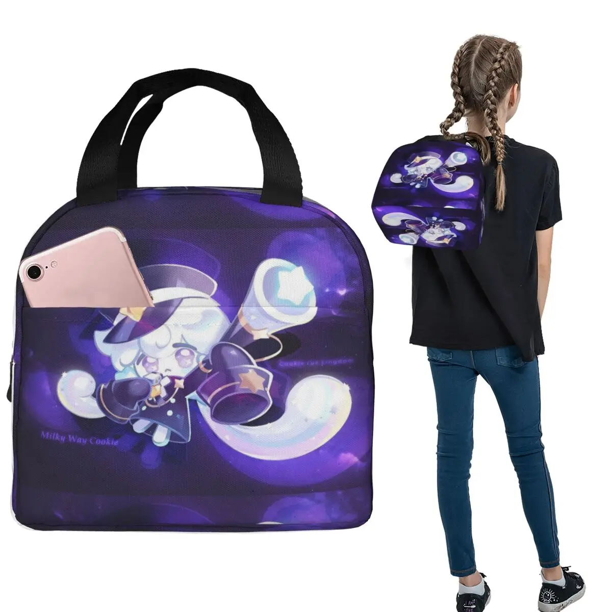 Milky Way Cookie Run Kingdom Game Insulated Lunch Bag for Women Children Portable Food Boxes Thermal Lunch Box Tote
