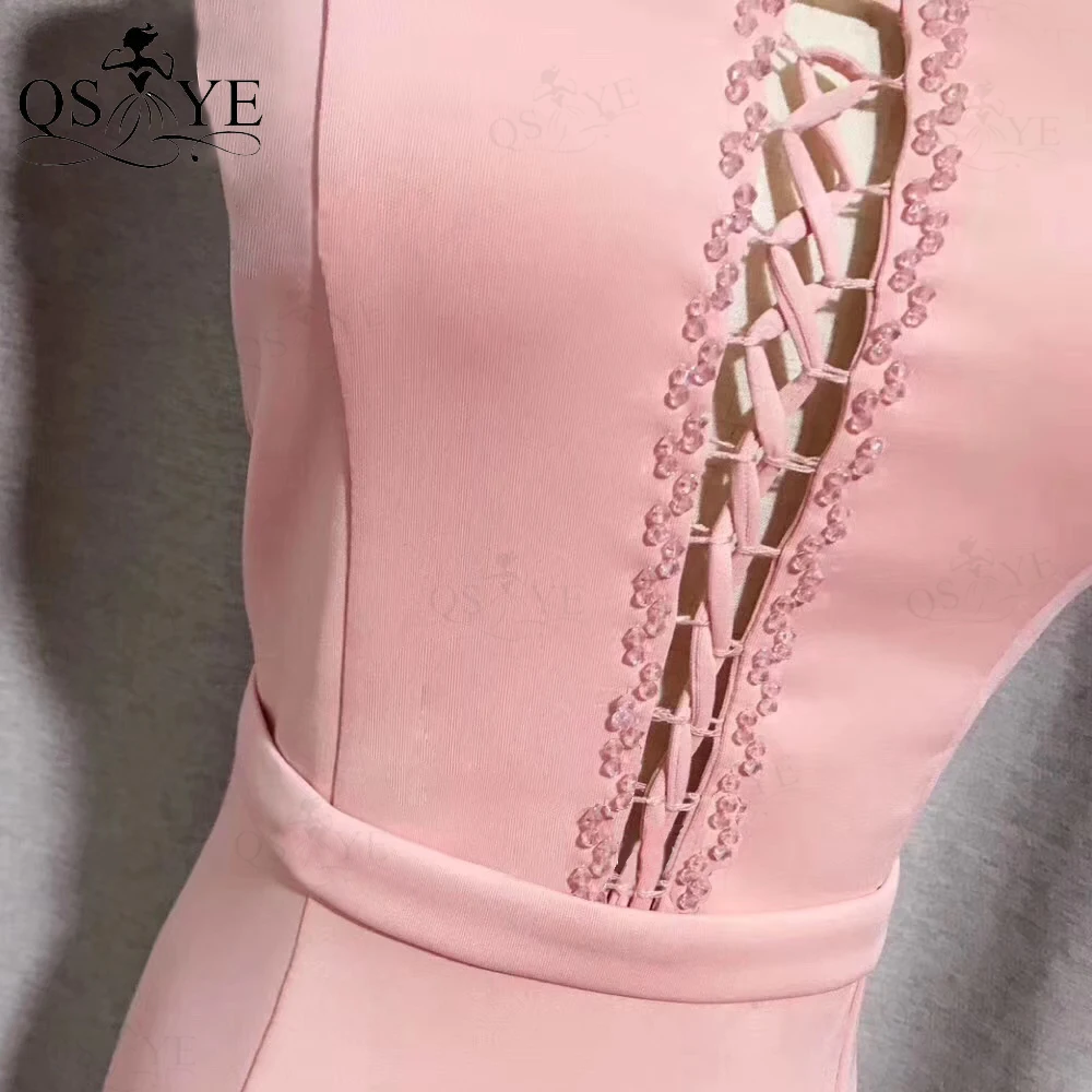 QSYYE abiti da sera rosa abito da sera lungo elastico cintura aderente abito da sera sirena scollo a V abito formale disponibile pronto per la spedizione