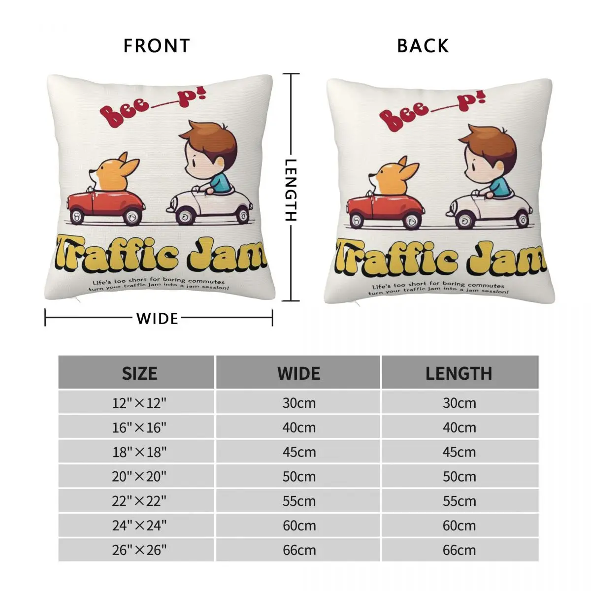 Traffic Jam Corgi Square Pillowcase Polyester Linen Velvet Creative Zip Decor Throw Pillow Case Sofa Cushion Cover Wholesale 18